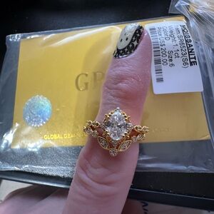 Elegant Gold and Silver moissanite Ring set size 6